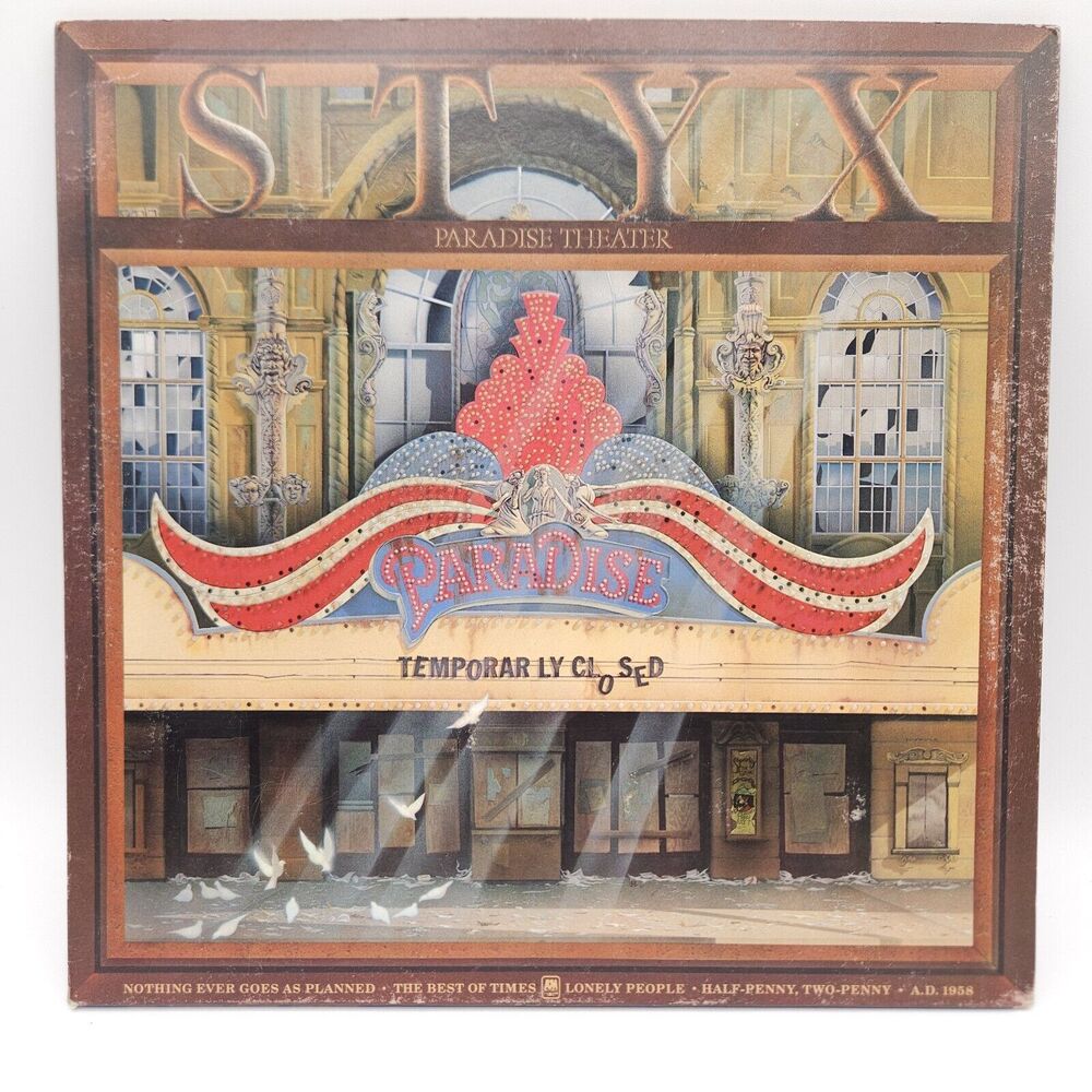 STYX Paradise Theater 1980 GF‎ Etched LP Vinyl Album A&M Records SP-3719